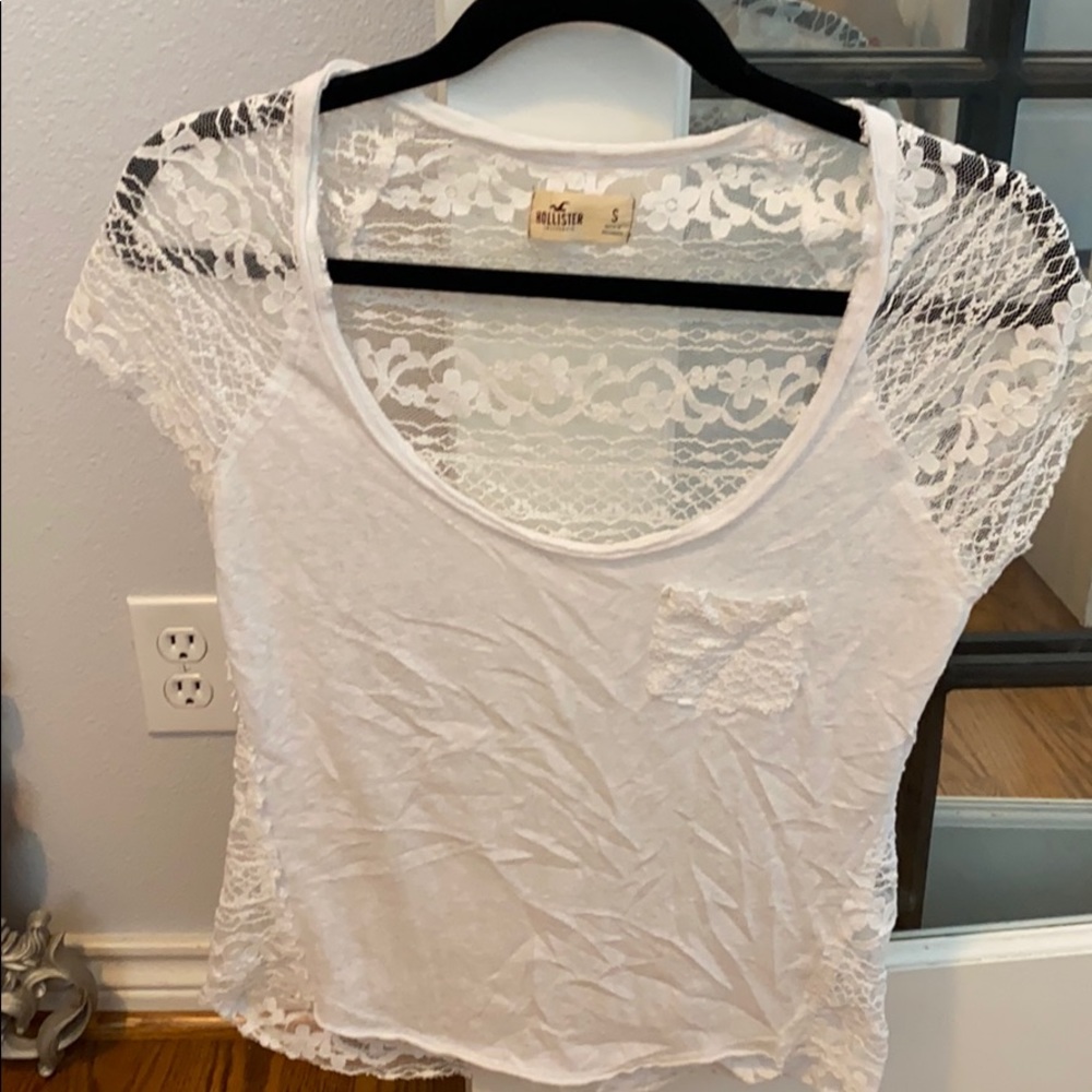 Lace and cotton tshirt Hollister